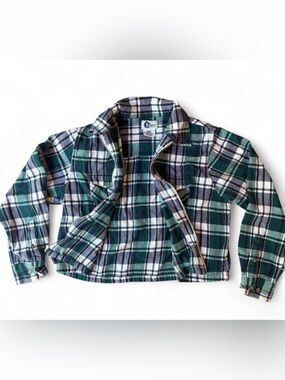 90s Grunge Arizona Jean Co Cropped Plaid Flannel Jacket L
